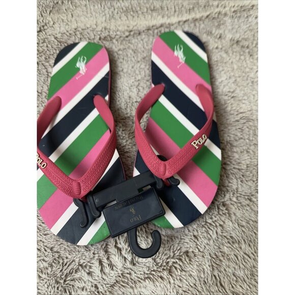 Polo Ralph Lauren Junior Flip Flops Pink Size 7 Sandal. - Picture 14 of 16